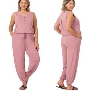 Zenana Outfitters Mauve Sleeveless Jumpsuit